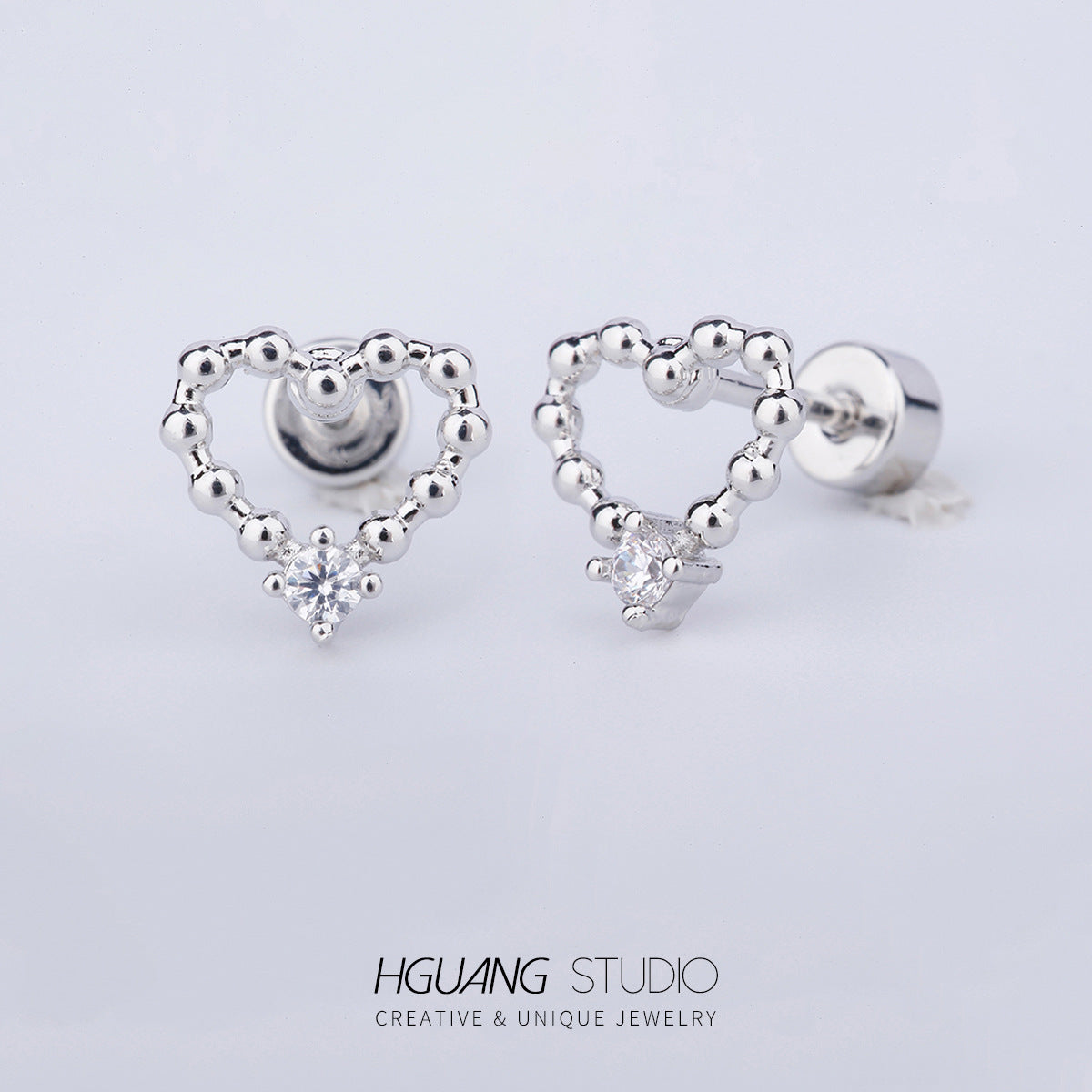 Micro Inlaid Zirconium Ear Bone Creative Heart Earrings