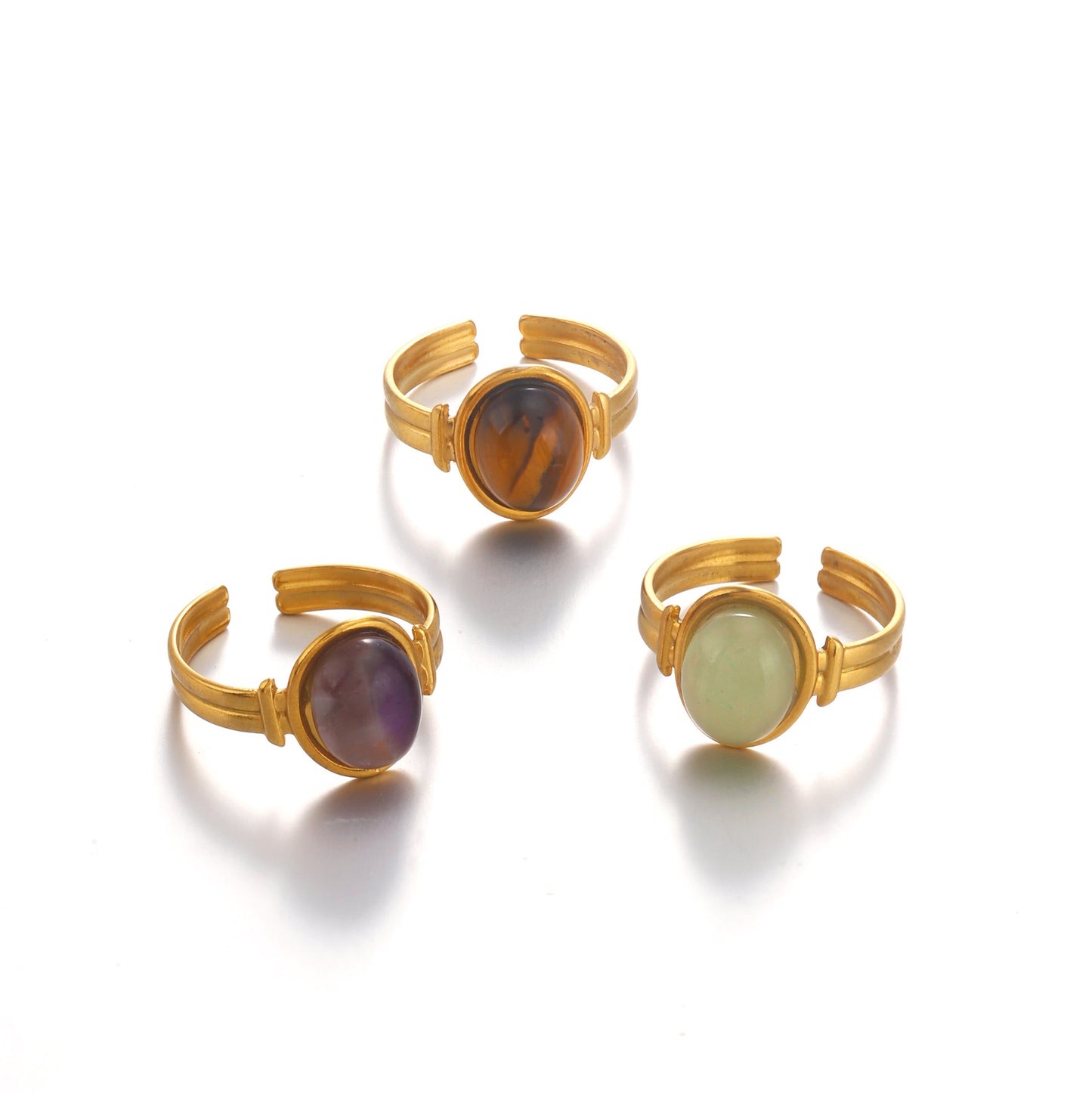 Steel Geometric Ellipse Natural Female French Rings