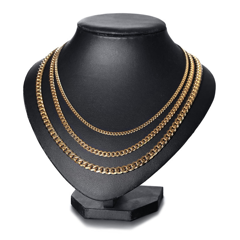 Women's Six-sided Grinding Chain Cuban Link Twin Gold Rings