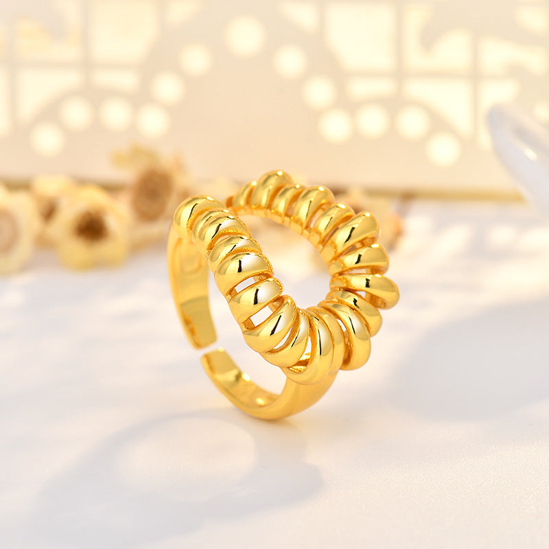 Women's Coil Twin Index Finger Openings Gold Rings