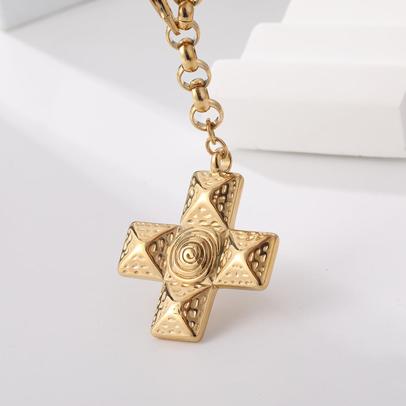 Sense Gyro Pattern Cross Light Luxury Necklaces