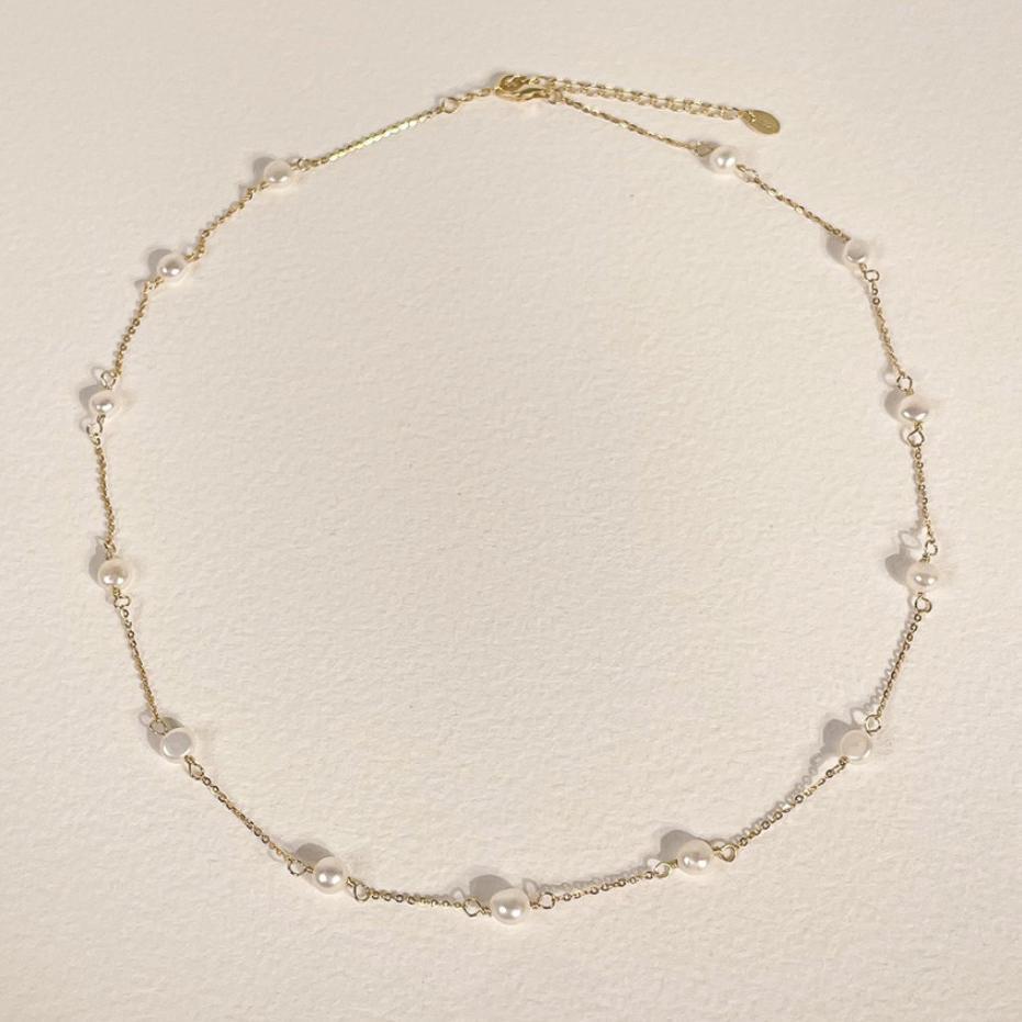 Korean Style Sterling Sier Pearl Bead Necklaces