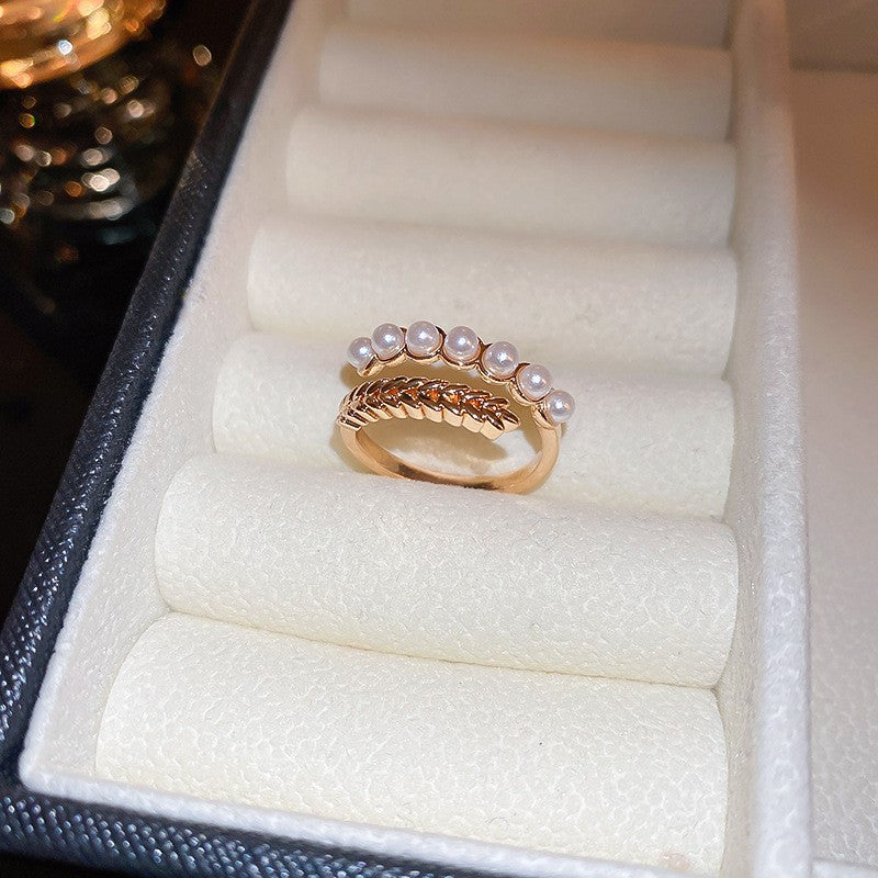Electroplated Freshwater Pearl Zircon Stitching Butterfly Exquisite Rings