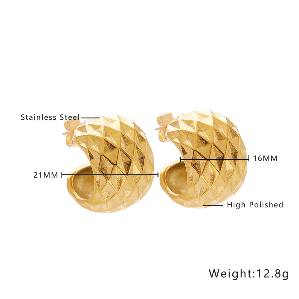 Twist Round Diamond Woven Wheat Ear Earrings