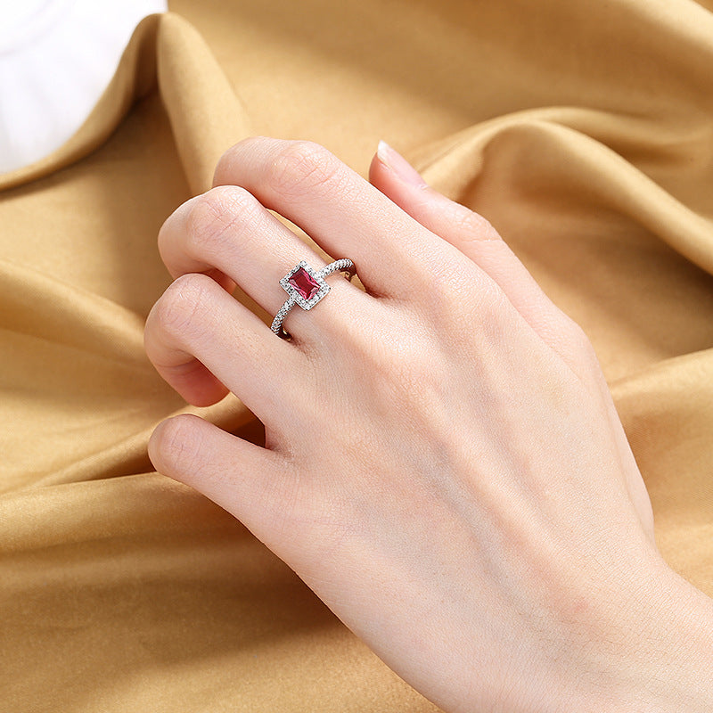 Zircon Female Light Luxury Square Diamond Engagement Rings