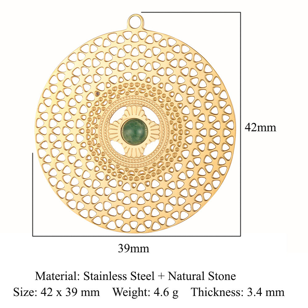 Bohemian Natural Stone Titanium Steel Jewelry Pendants
