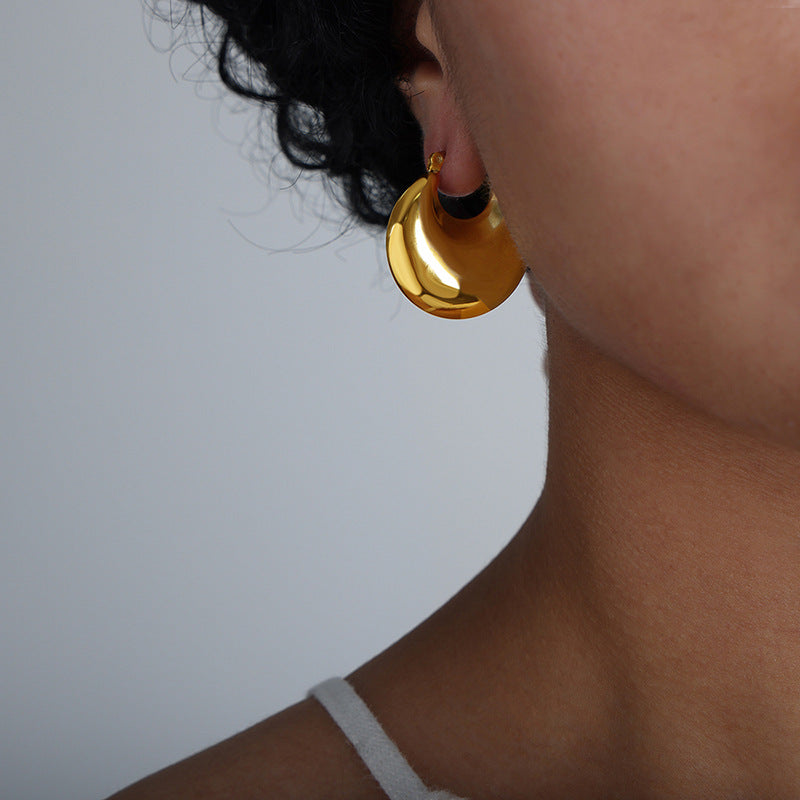 Exaggerated Glossy Temperament Family Niche Metal Earrings