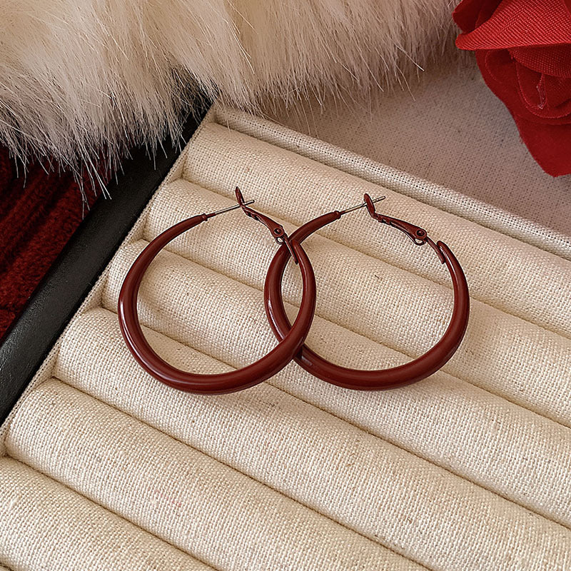 Sier Needle Drip Glazed Love Style Female Temperament Earrings