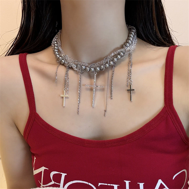 Chain Artificial Pearl Winding Long Short Necklaces