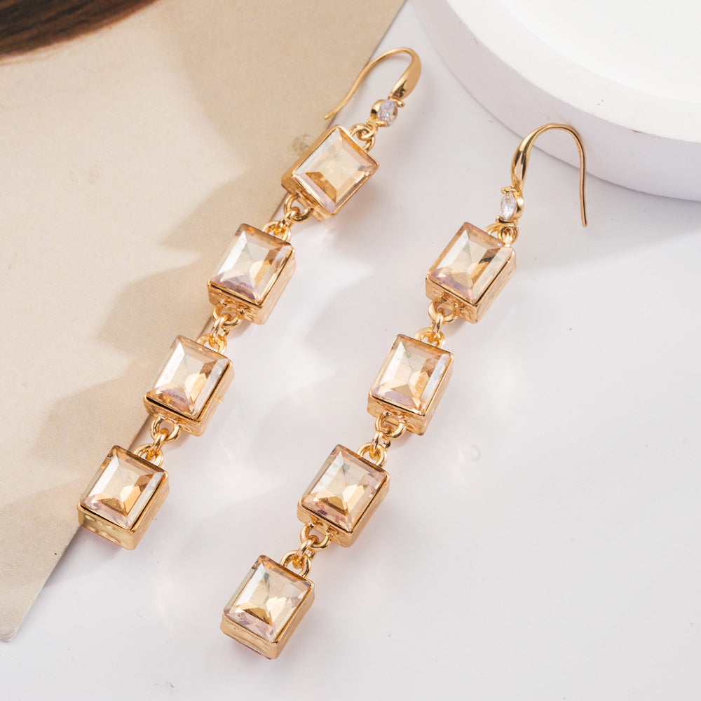 Turquoise Milk Grain Leather Diamond Studded Earrings