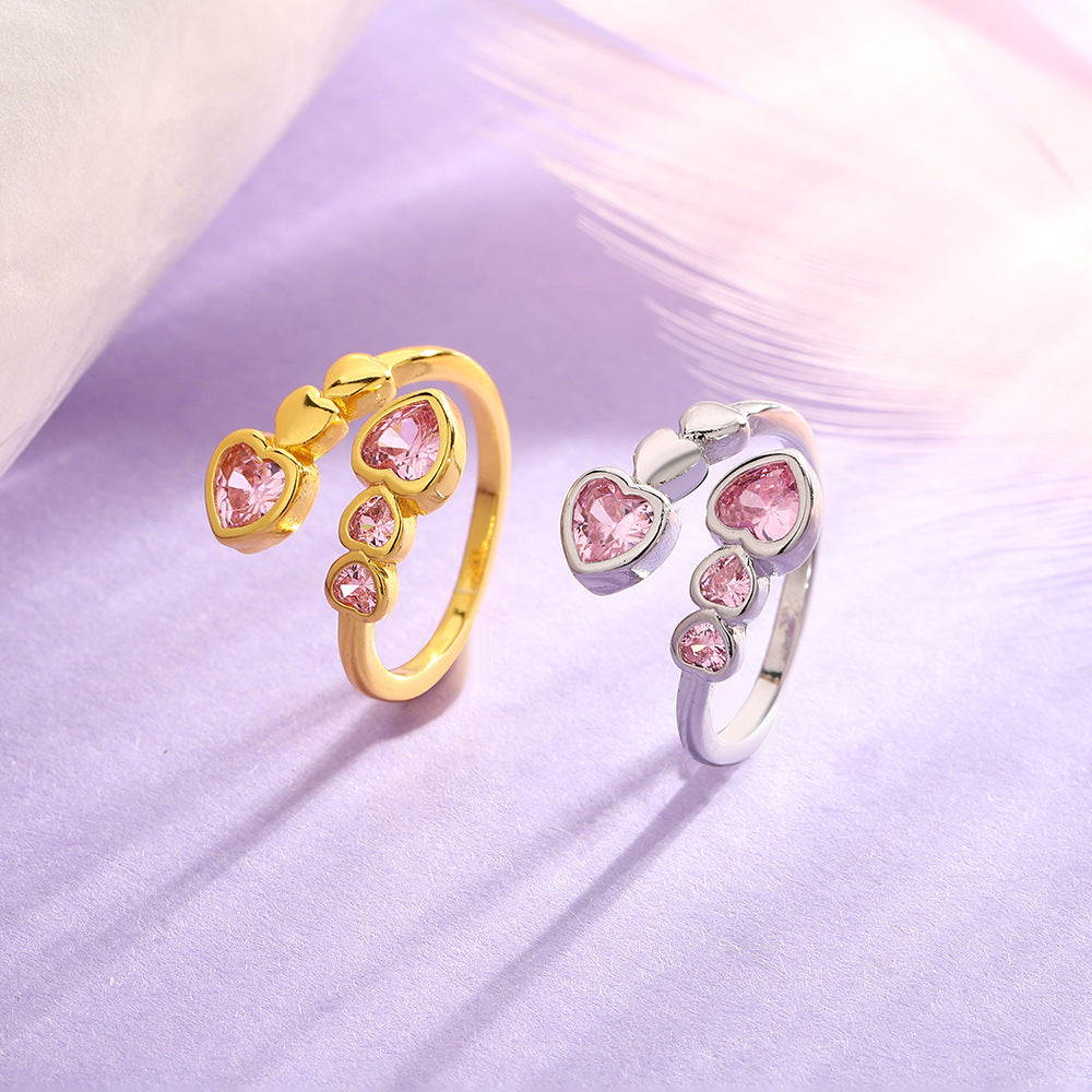 Selection Does Not Fade Pink Diamond Heart-shaped Female Rings