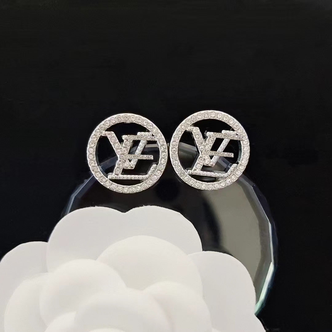 Women's & Men's Quality Collection Trending Rhinestone Letters Sier Earrings