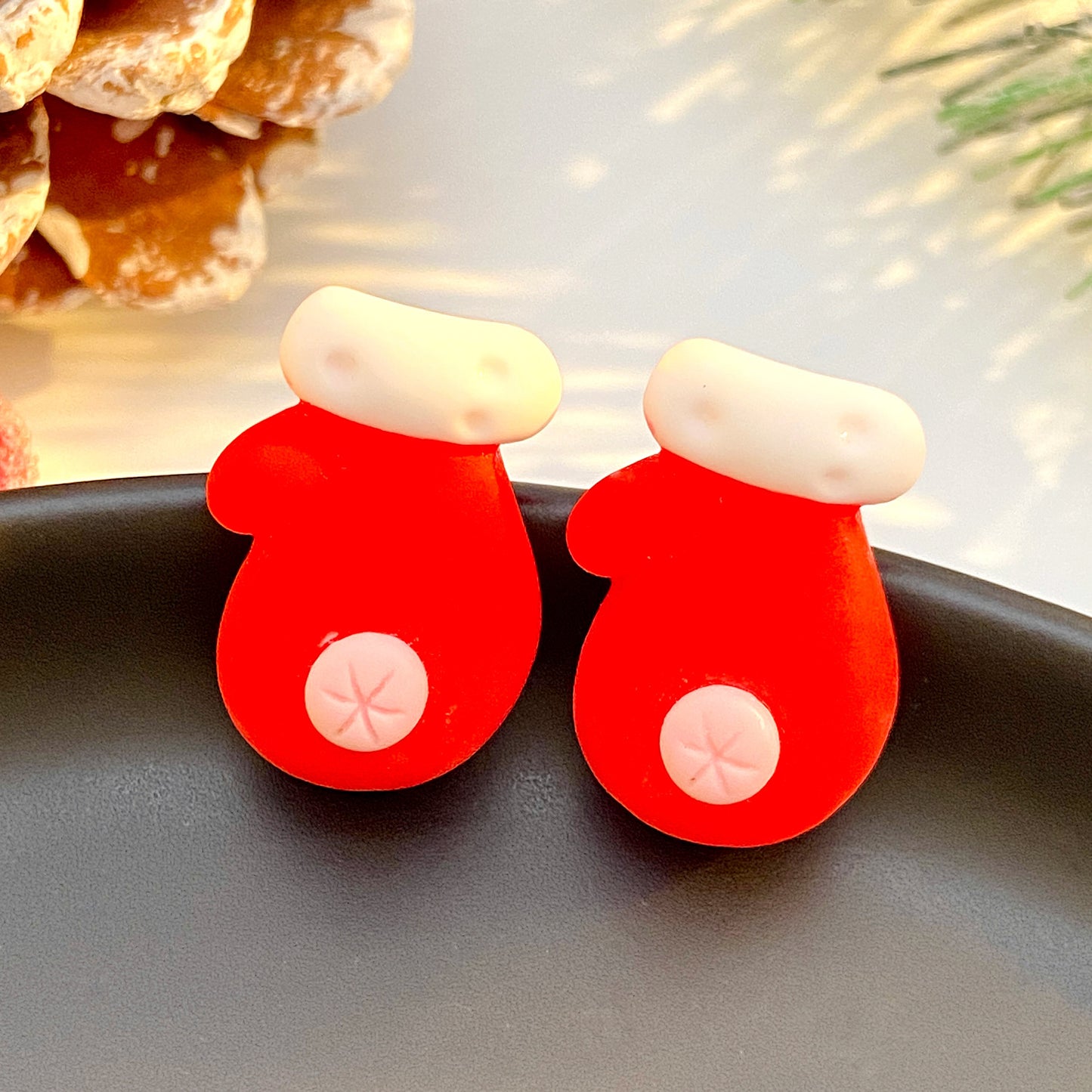 Christmas Resin Cartoon Tree Elderly Bell Earrings
