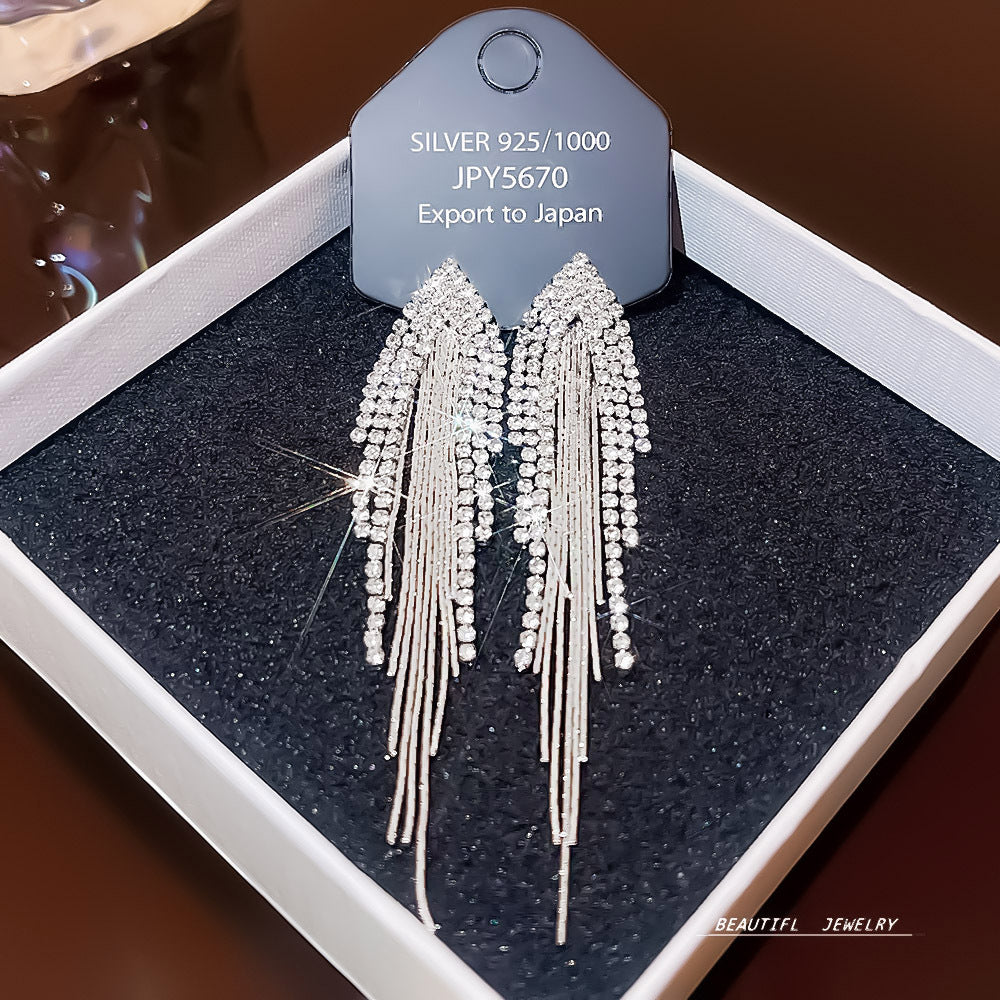 Women's Zircon Tassel High-grade Light Luxury Delicate Earrings