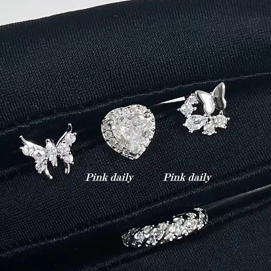 Fully Jeweled Loving Heart Ear Bone Earrings