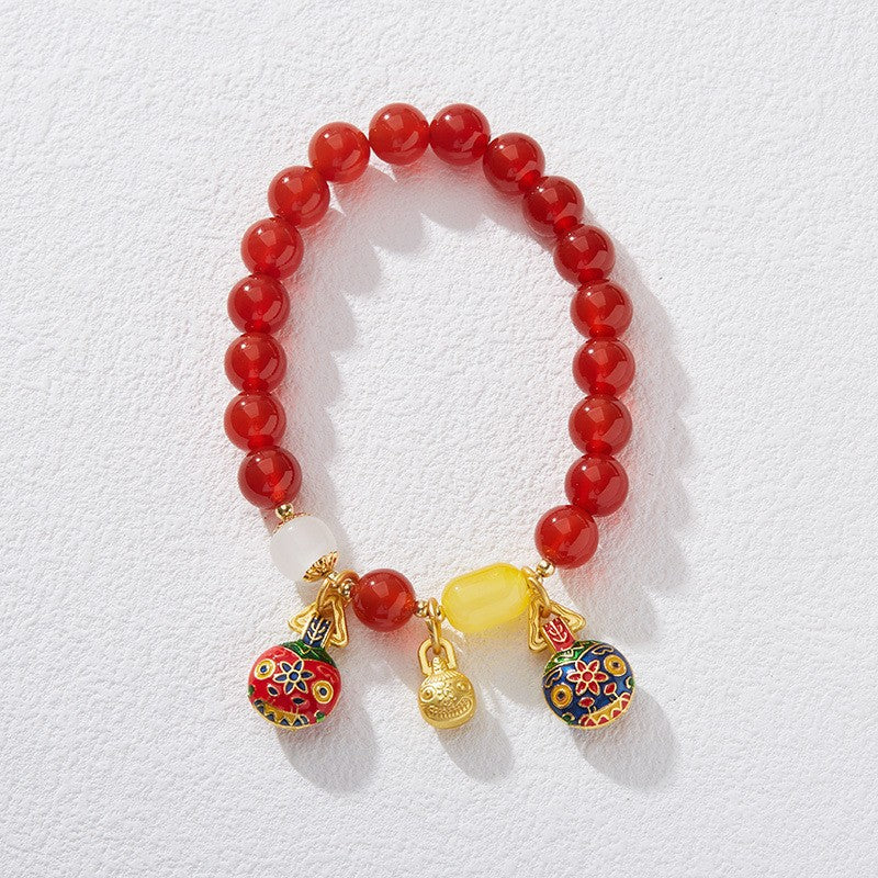 Broadcast Natural Red Agate Female Blessing Bracelets