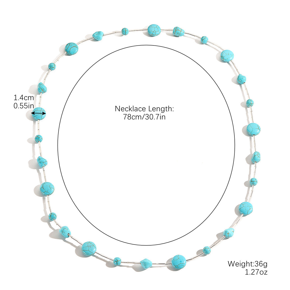 Women's Simple Cold Style Crystal Turquoise Beaded Necklaces