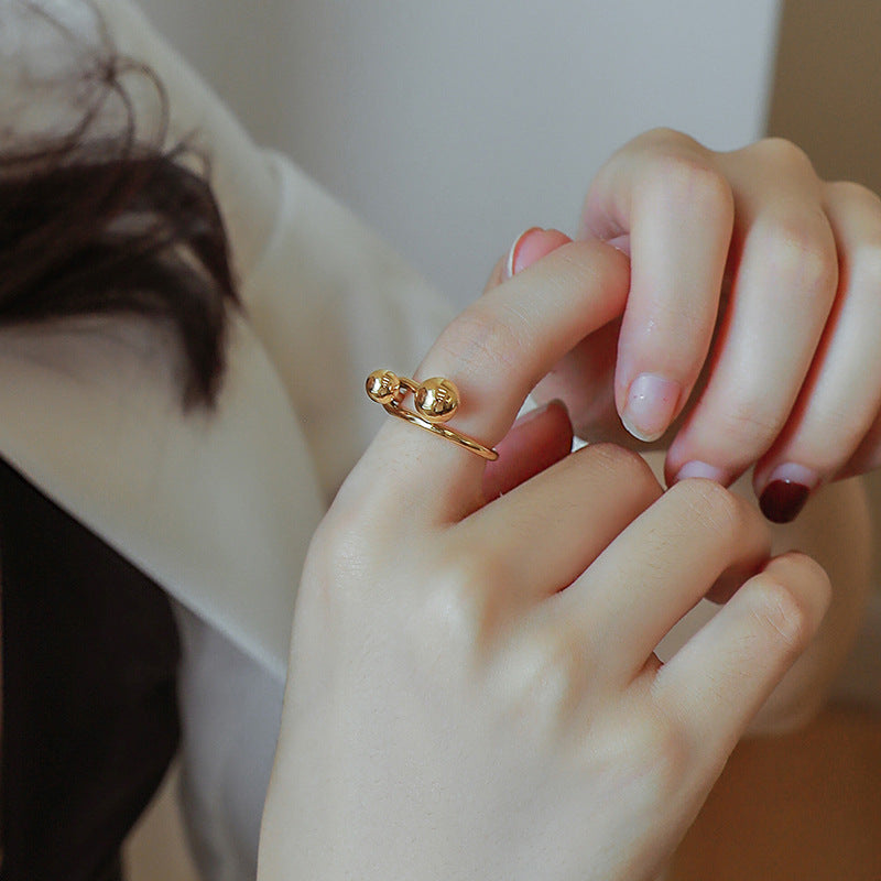 Creative Line Art Double Round Ball Rings