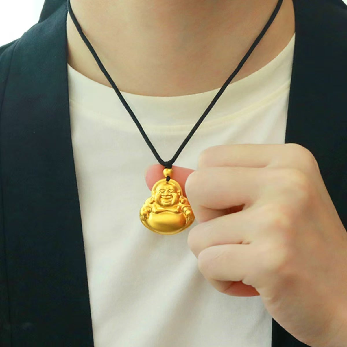 Men's Vietnam Placer Gold Avalokitesvara Sand Elegant Necklaces