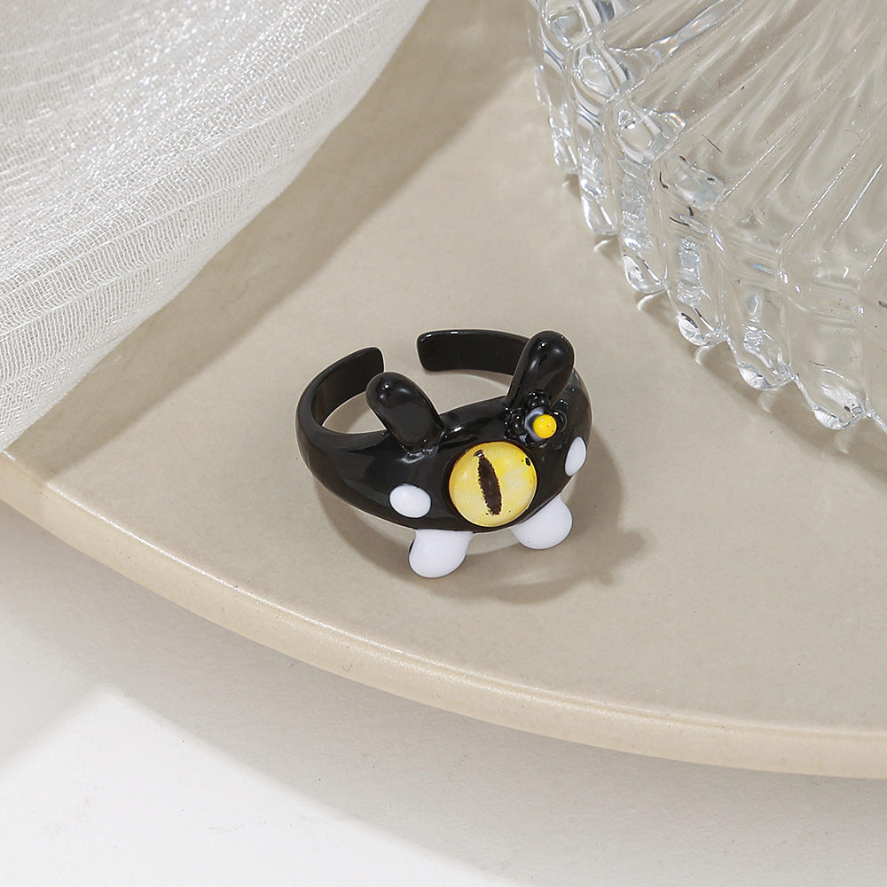 One-eyed Little Monster Niche Design Cartoon Sweet Cool Rings