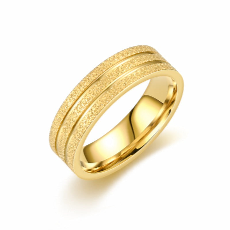 Titanium Steel Temperament Trendy Niche Frosted Alluvial Rings