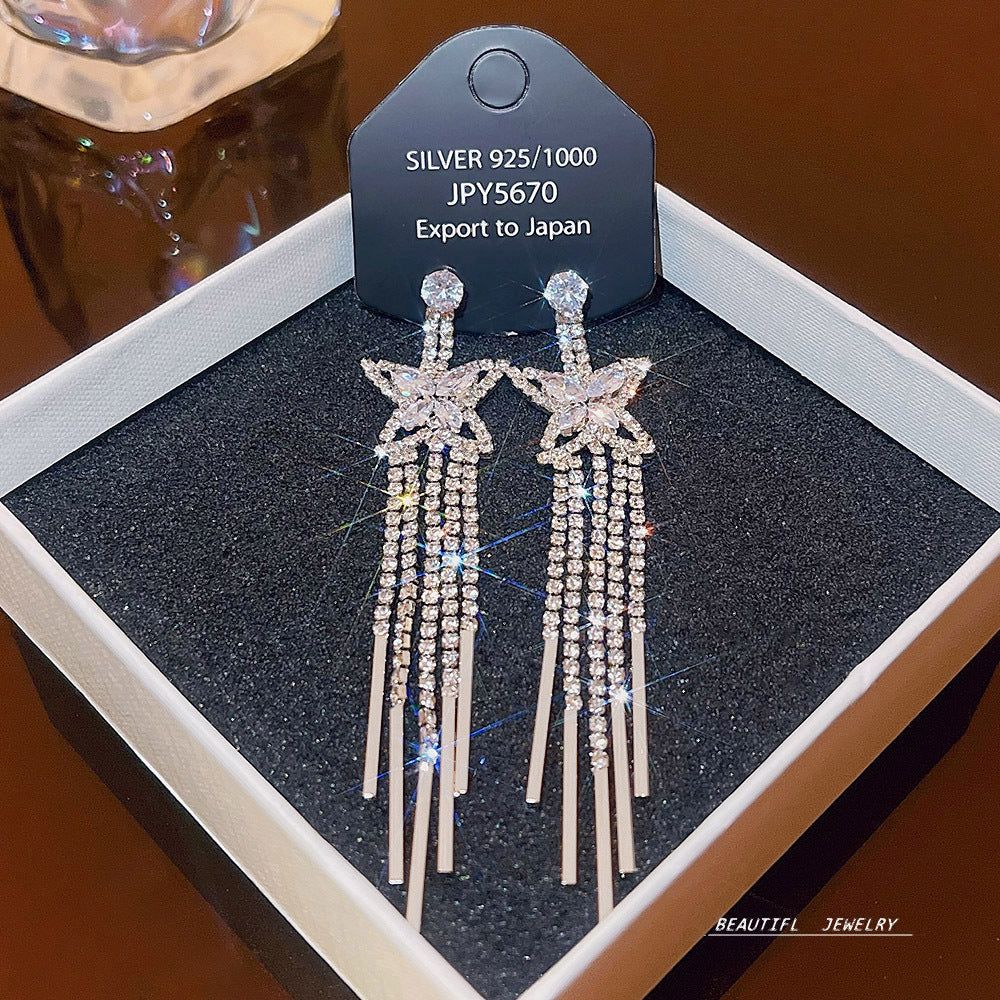 Women's Zircon Tassel High-grade Light Luxury Delicate Earrings