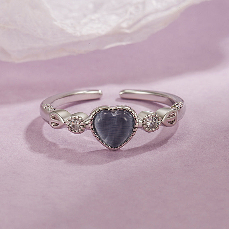 Women's Heart-shaped Open Design Daily Cold Style Rings