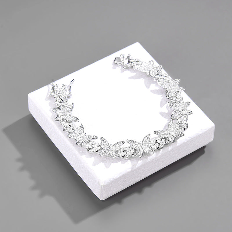 Butterfly Diamond Cuban Link Chain Hipster Necklaces