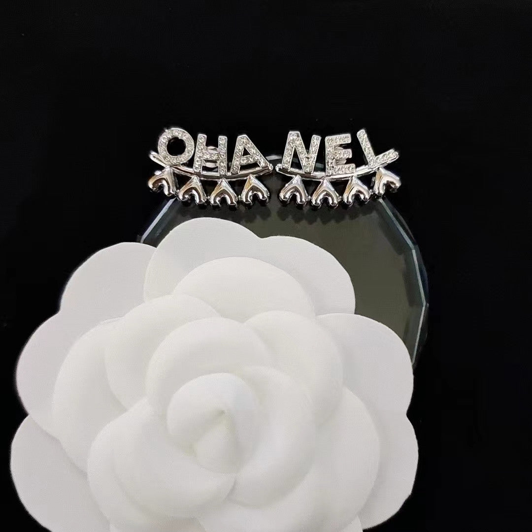Women's & Men's Quality Collection Trending Rhinestone Letters Sier Earrings
