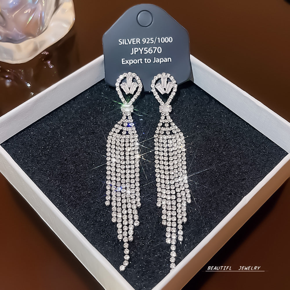 Women's Zircon Tassel High-grade Light Luxury Delicate Earrings