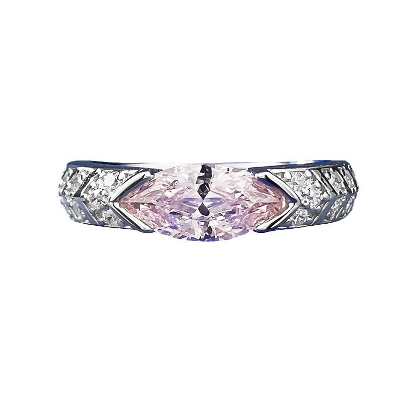 Horse Eye Pink Diamond Personality Female Rings