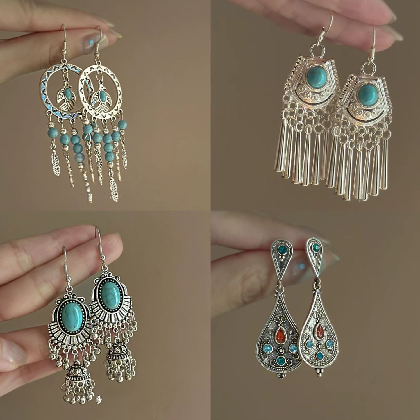 Sier Needle Ethnic Style Artificial Crystal Rings
