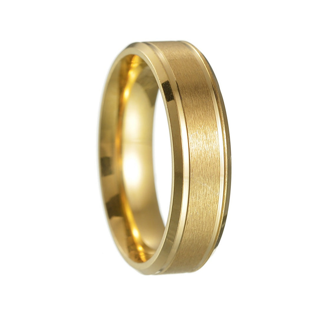 Men's Stainless Steel Wide Matte Double Beveled Rings