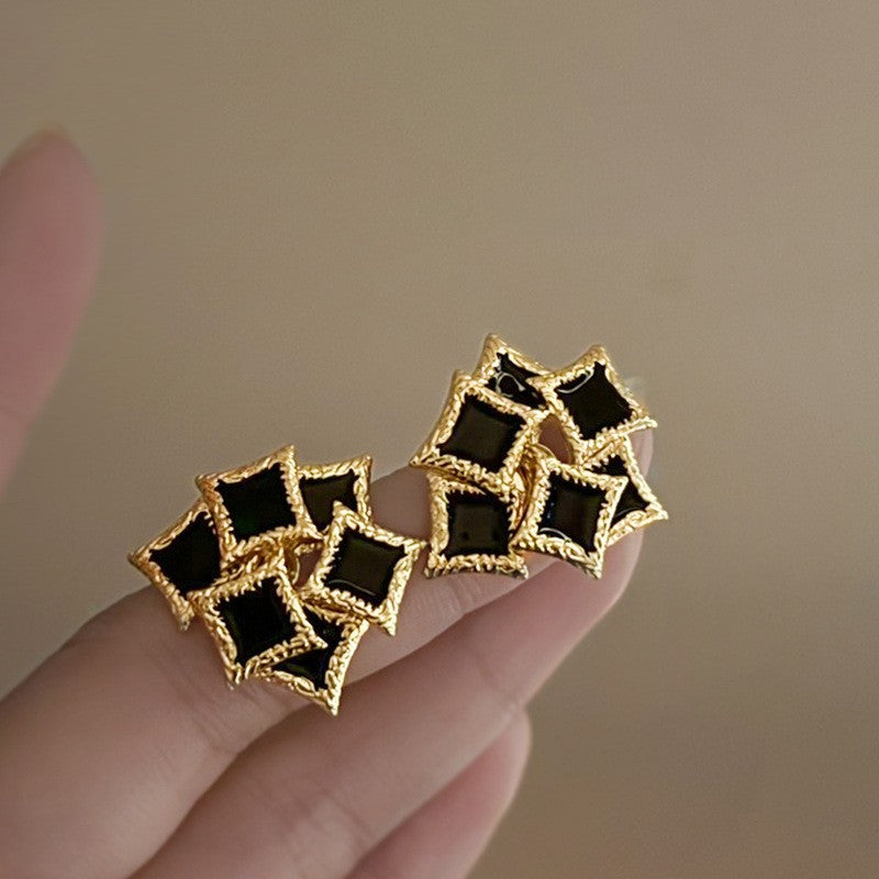 Needle Black Crystal Geometric Ear Minority Fashion Temperament Entry Earrings