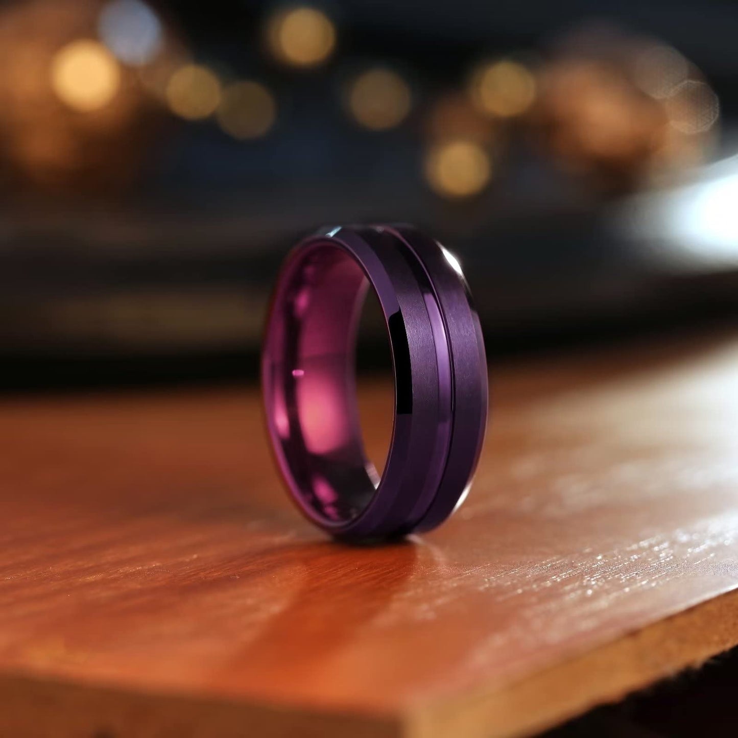 Fashion Color Purple Beveled Slotted Quantity Rings