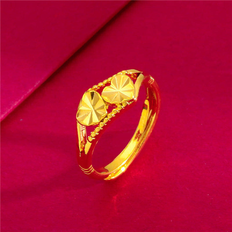 Women's Placer Gold Open Coin Female Flower Live Rings