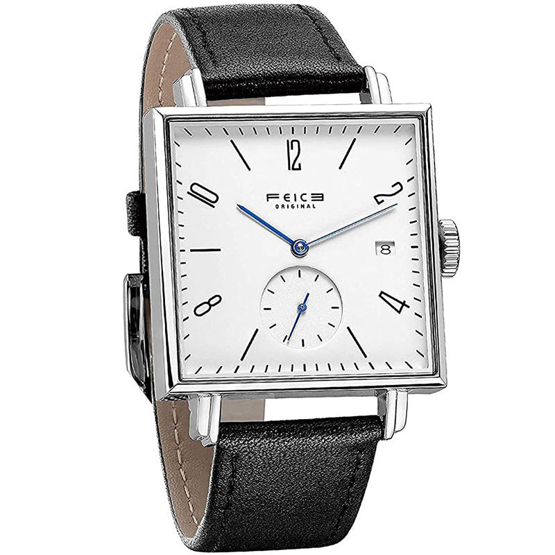 Men's Square Watch Automatic Leisure Simple Hollow Mechanical Watches