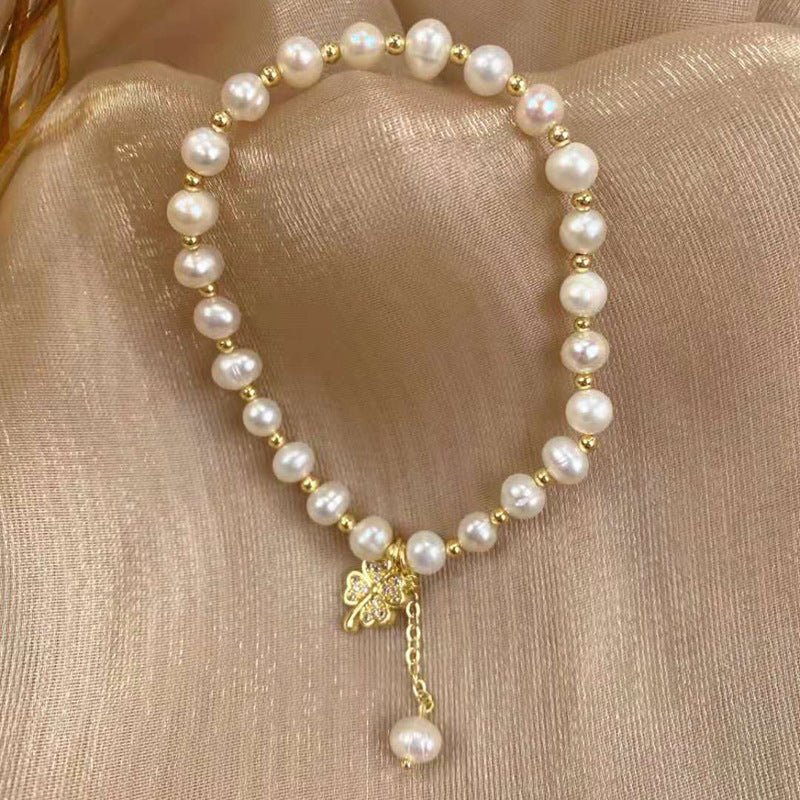Women's Korean Style Fashionable Natural Freshwater Beads Hand-made Beaded With Bracelets