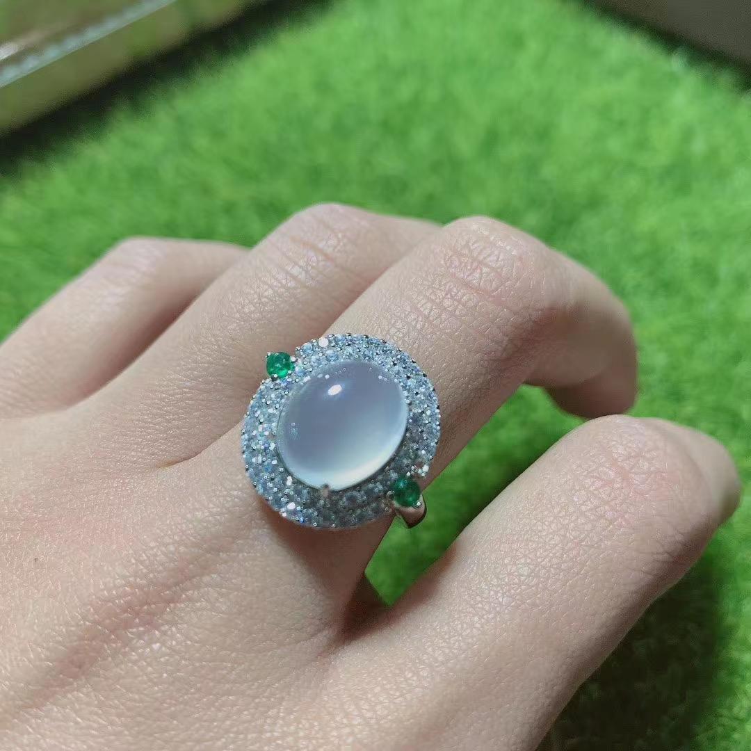 Agate Emerald Female Opening Adjustable Size Rings