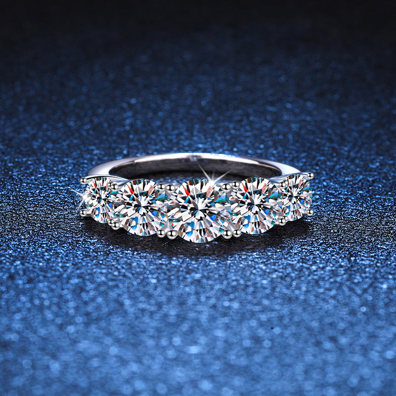Women's Sterling Sier Color Moissanite Stackable High-grade Rings