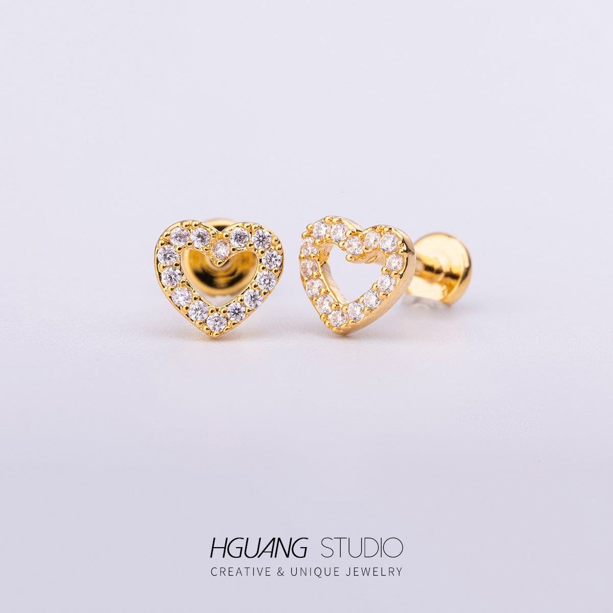 Micro Inlaid Zirconium Ear Bone Creative Heart Earrings