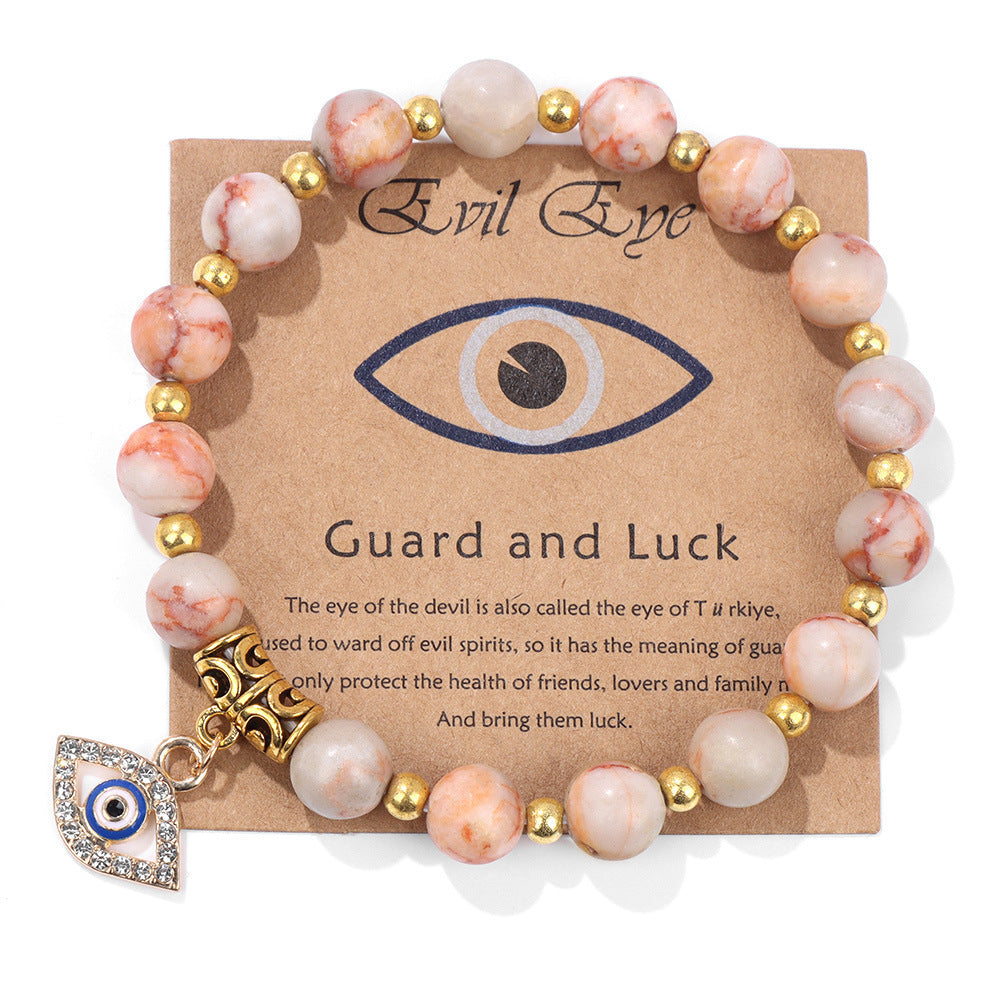Women's Diamond Eye Elbow Gold Spacer Beads Bracelets