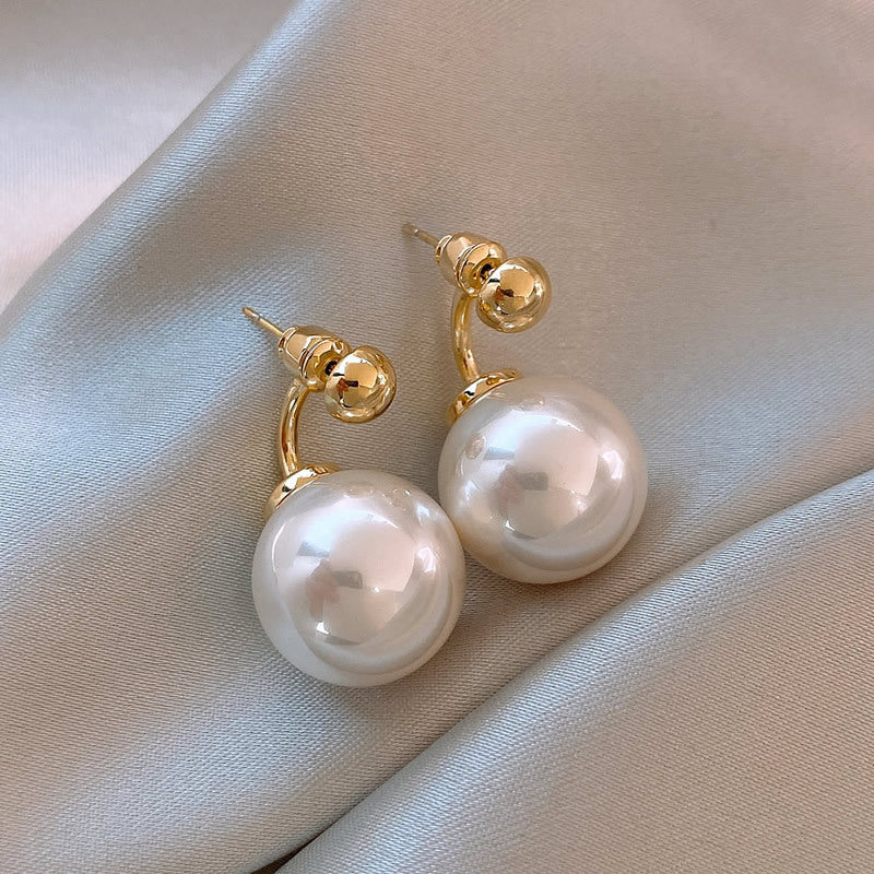 Women's Gold Plated French Entry Lux Pearl Fashion Dignified Earrings