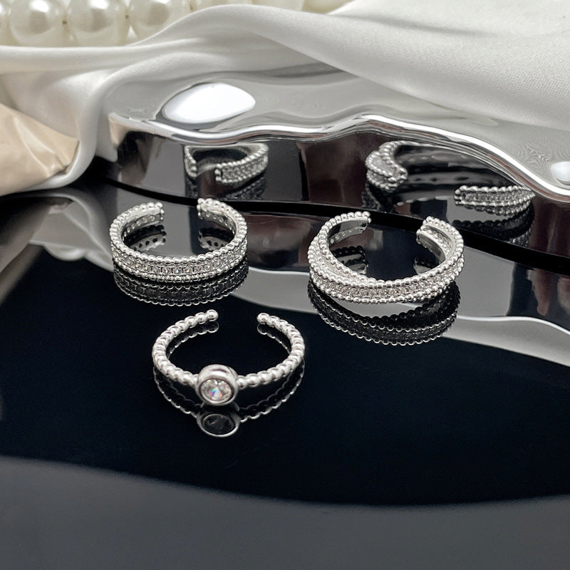 Luxury Full Diamond Cross Open Female Rings