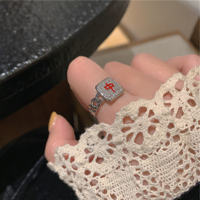 Open Hollow Zircon Butterfly Love Heart-shaped Rings