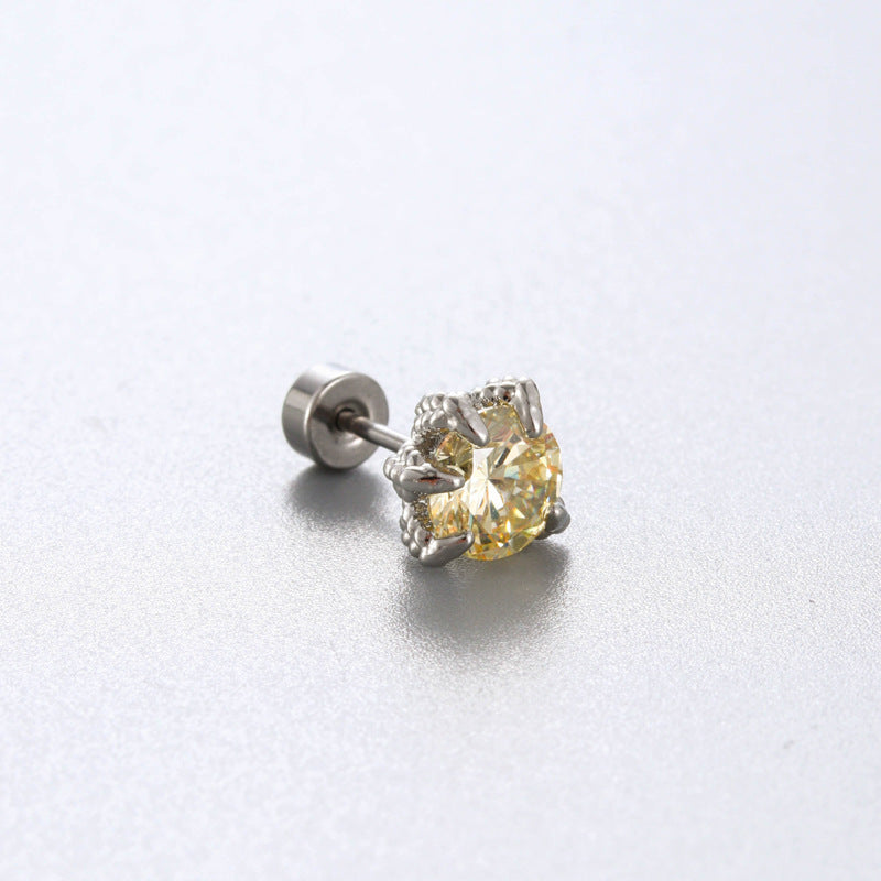 Sea Blue Zircon Couple Ear Bone Pin Titanium Earrings