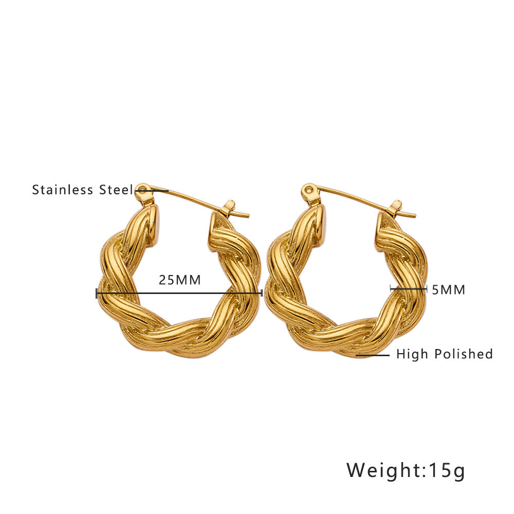 Twist Round Diamond Woven Wheat Ear Earrings