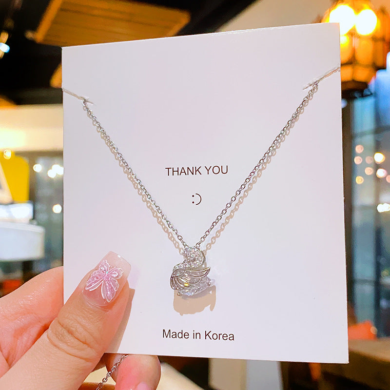 Zircon Full Diamond Little Swan Titanium Steel Female Niche Necklaces