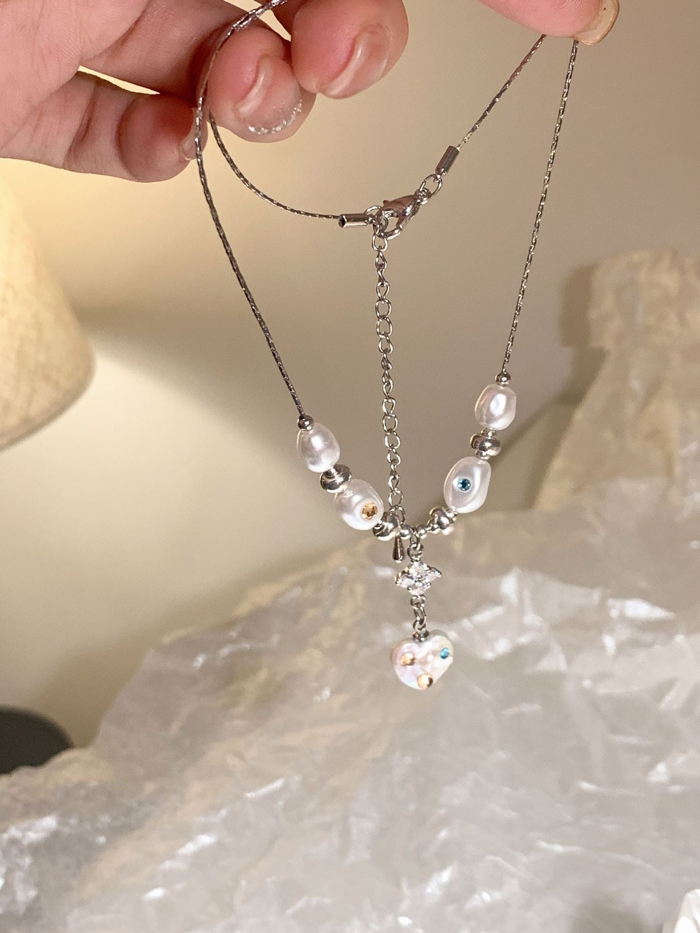 Women's Crystals Baroque Freshwater Pearl Dopamine Hot Sweet Cool Clavicle Necklaces