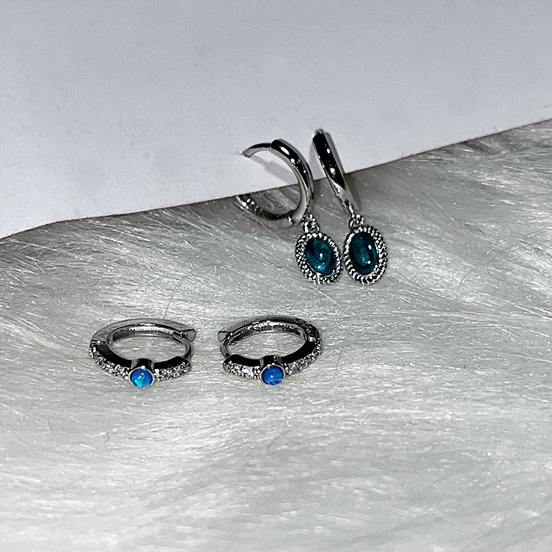 Men's Asymmetric Opal Ear Female Couple Personalized Earrings